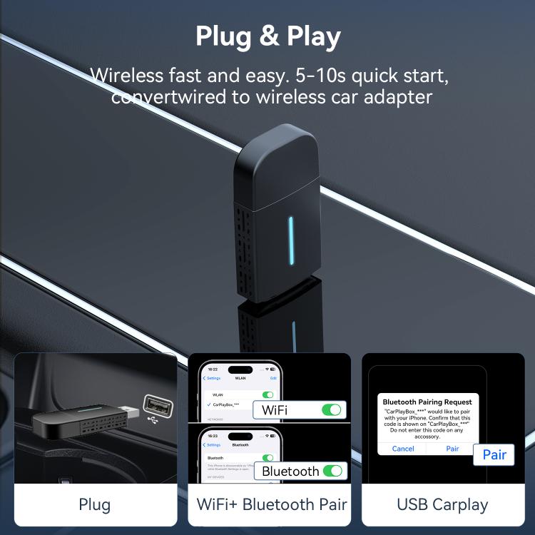 Car Wired Dual-port CarPlay/Android 2 in 1 Converts To Wireless Box, CarPlay/Android 2 in 1