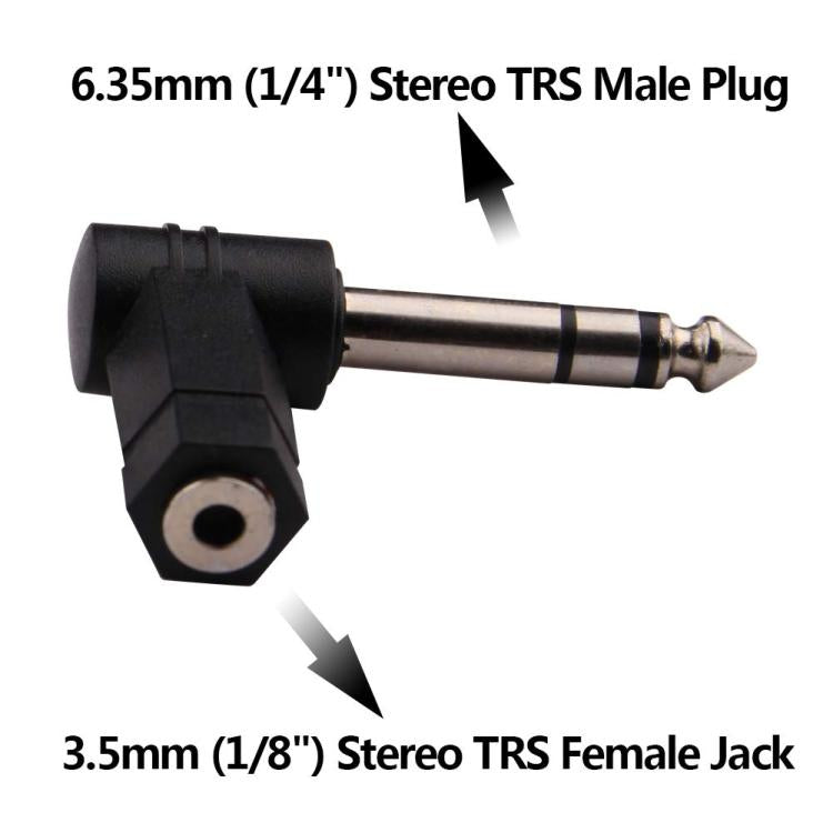 6.35mm To 3.5mm Plug 90 Degree Headphone Microphone Audio Adapter, 6.35mm To 3.5mm