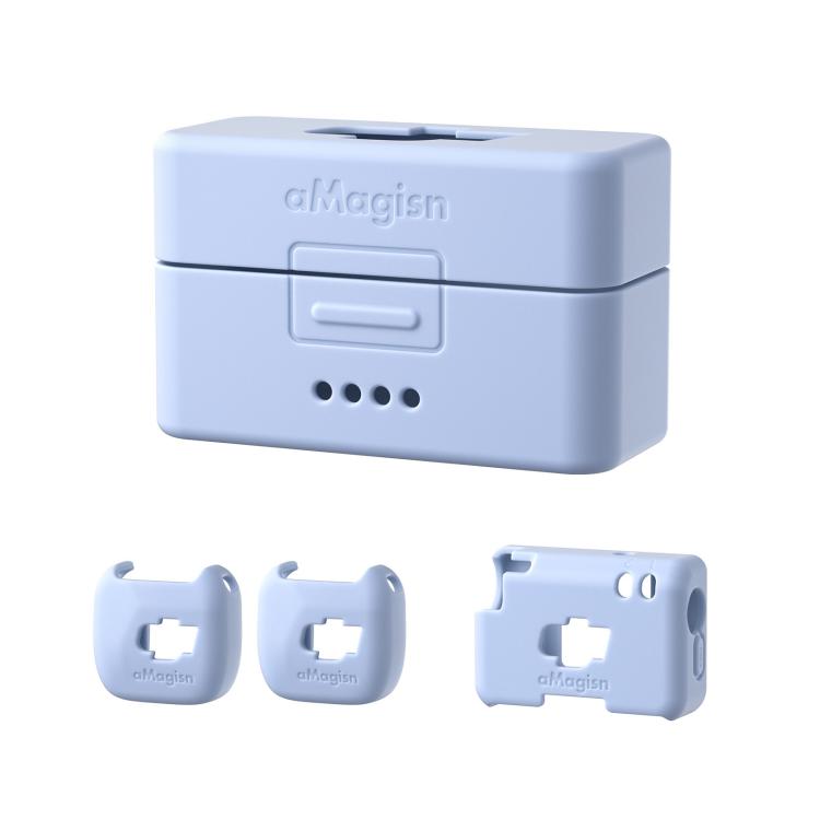 For DJI Mic Mini aMagisn MP01 Silicone Protective Case, 4 In 1 Blue