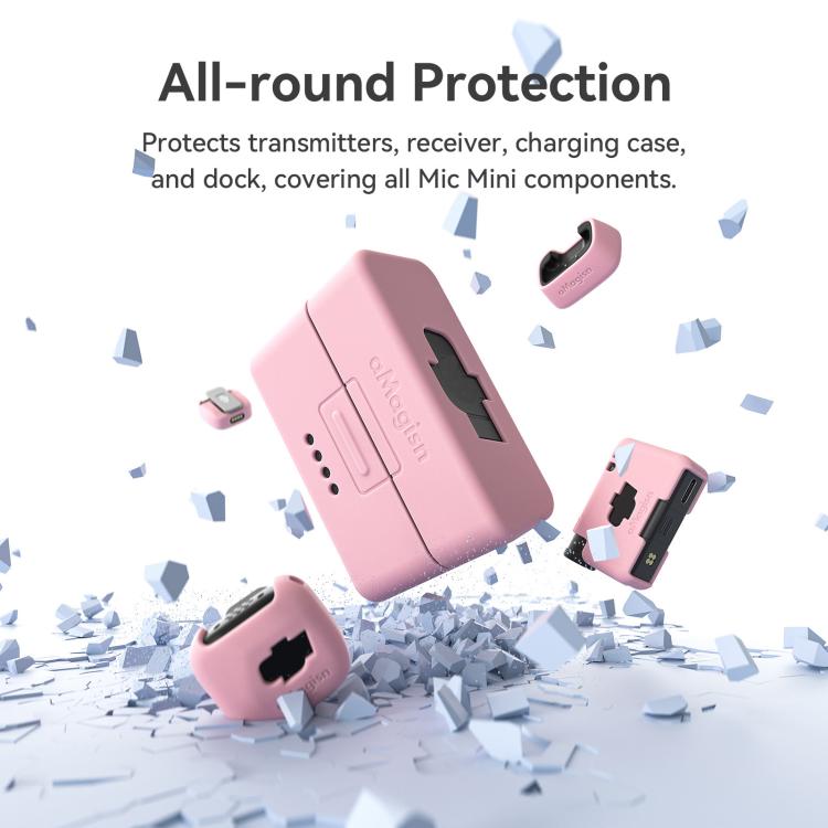 For DJI Mic Mini aMagisn MP01 Silicone Protective Case, 4 In 1 Blue