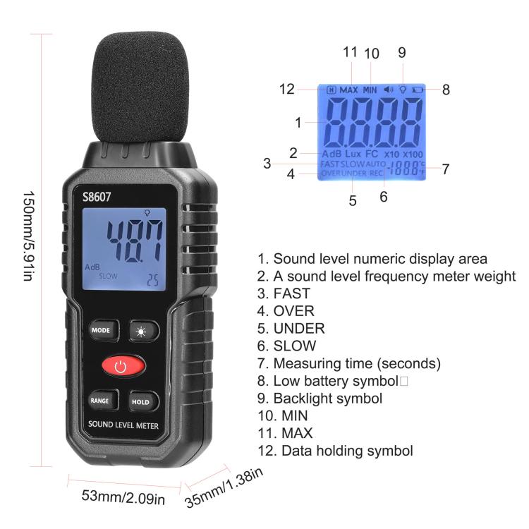 Mini High-Precision Decibel Instrument Environmental Noise Detector, S8607