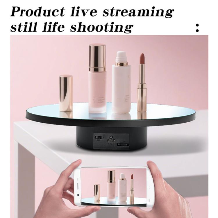 Multi-purpose Mirror Electric Rotating Disc Battery / USB Powered Photography Live Display Stand, 16cm White, 16cm Black, 16cm Gold, 25cm White, 25cm Black, 25cm Gold
