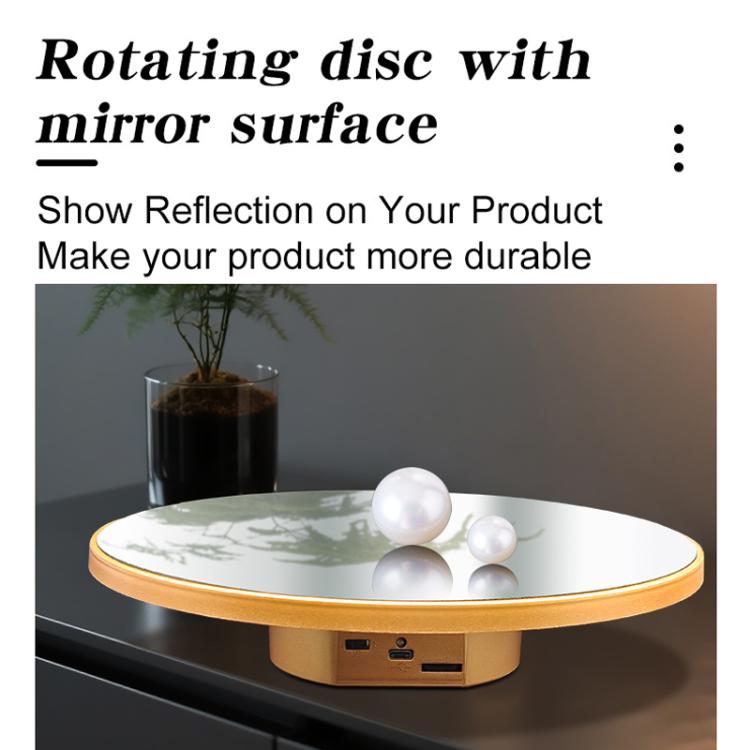Multi-purpose Mirror Electric Rotating Disc Battery / USB Powered Photography Live Display Stand, 16cm White, 16cm Black, 16cm Gold, 25cm White, 25cm Black, 25cm Gold