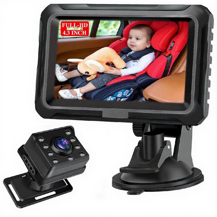 4.3 inch HD 1080P Car Baby Monitor, With USB