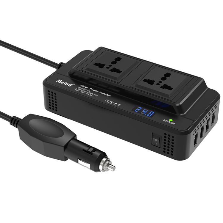 Meind 200W Car Inverter To 220V Fast Charging Dual Socket, Universal 12V, Universal 24V