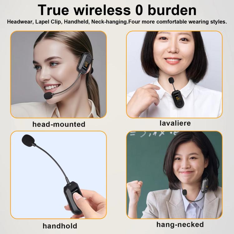 Wireless 2.4G Microphone Amplifier Portable Microphone, 1 In 1 Lapel Clip, 1 In 1 Headwear, 1 In 2 Lapel Clip, 1 In 2 Headwear