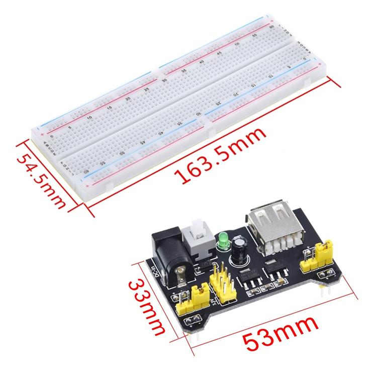 MB-102 830-hole Breadboard + Power Module + 65 Breadboard Wires