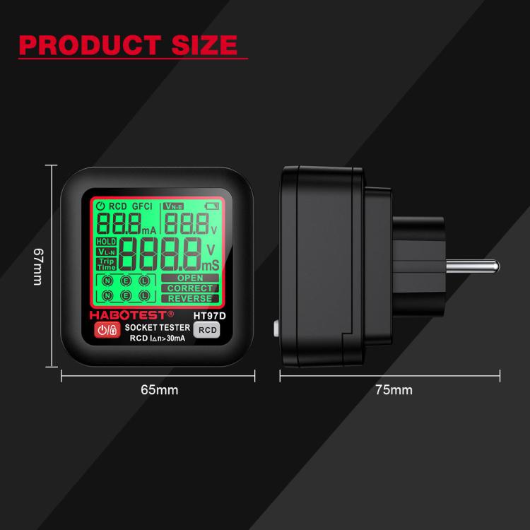 HABOTEST Digital Display Intelligent Electrical Test Socket, HT97B US Plug, HT97D EU Plug, HT97E UK Plug