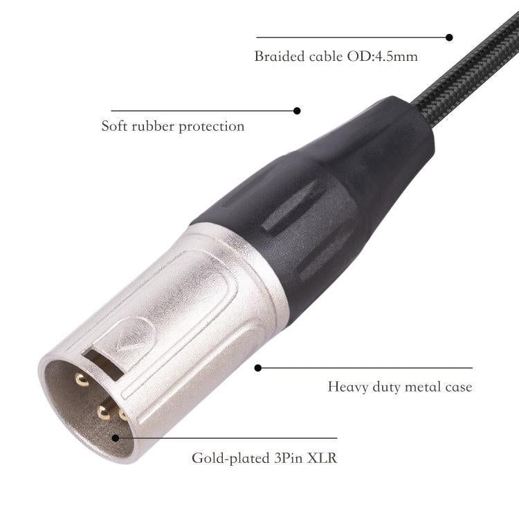 6.35mm Female to XLR Male to 1/4 inch TRS Audio Adapter Cable, 6.35mm Female to XLR Male