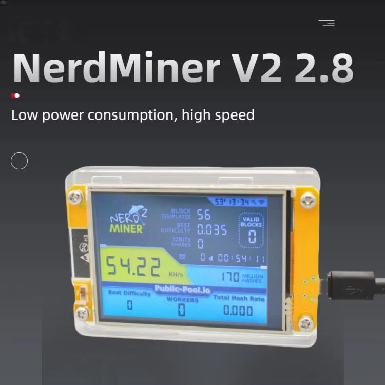 NerdMiner V2 2.8 Inch Smart Display Crypto Solo Lottery