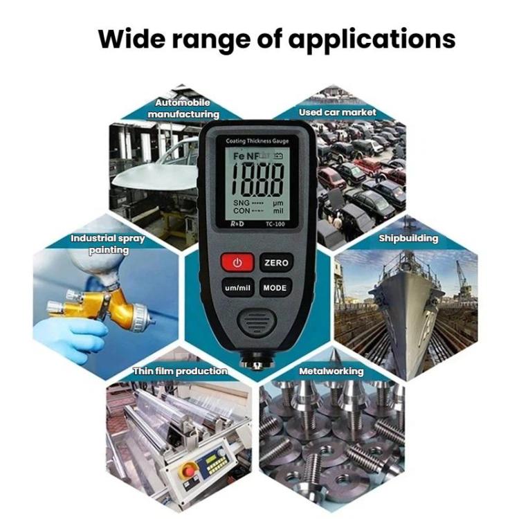 R&D INSTRUMENTS TC-100 High-Precision Coating Thickness Gauge Automotive Paint Film Thickness Tester, TC-100