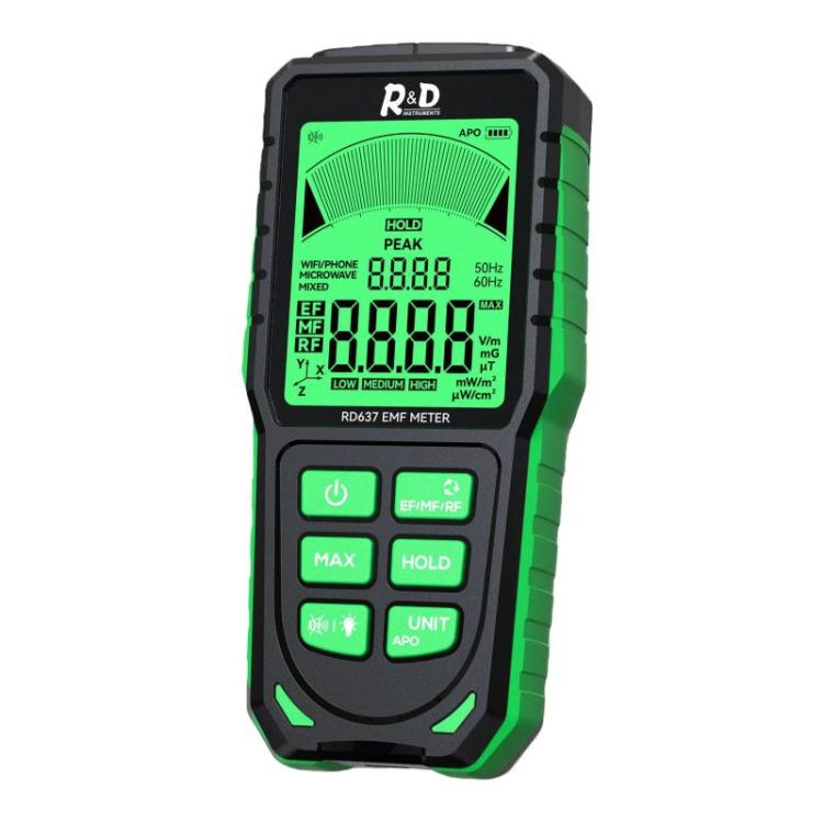R&D INSTRUMENTS RD637 3 In 1 Digital Display Alarm Rechargeable Electromagnetic Radiation Tester, RD637