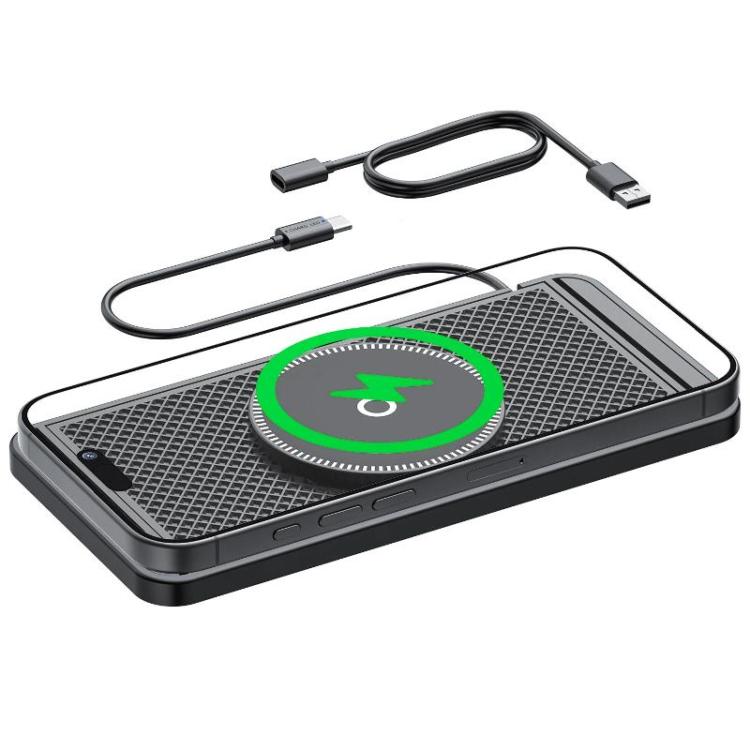 For Apple / Huawei / Xiaomi Qi Standard Car Magnetic Wireless Charging Anti-Slip Mat With Indicator Light, USB, Type-C