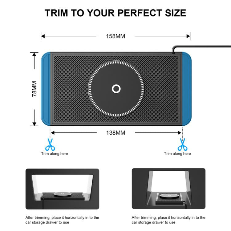 For Apple / Huawei / Xiaomi Qi Standard Car Magnetic Wireless Charging Anti-Slip Mat With Indicator Light, USB, Type-C