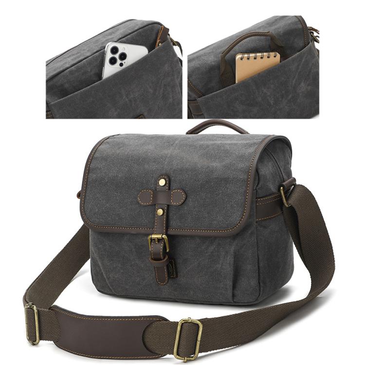 Waxed Canvas Camera Messenger Bag with Adjustable Dividers for DSLR Photography and Travel, L Dusty Yellow, L Army Green, L Deep Gray, S Army Green, S Dusty Yellow, S Deep Gray