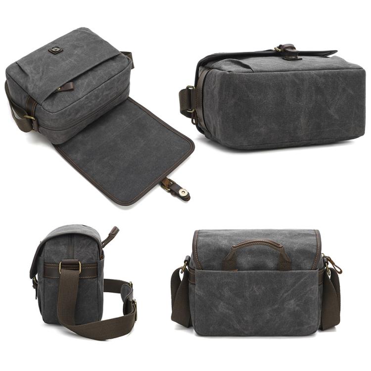 Waxed Canvas Camera Messenger Bag with Adjustable Dividers for DSLR Photography and Travel, L Dusty Yellow, L Army Green, L Deep Gray, S Army Green, S Dusty Yellow, S Deep Gray