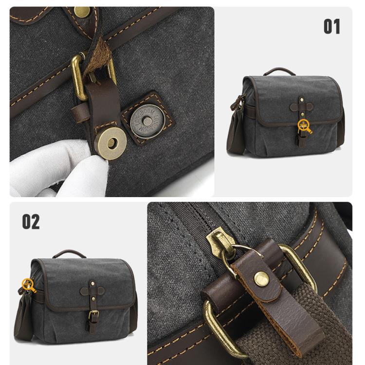 Waxed Canvas Camera Messenger Bag with Adjustable Dividers for DSLR Photography and Travel, L Dusty Yellow, L Army Green, L Deep Gray, S Army Green, S Dusty Yellow, S Deep Gray