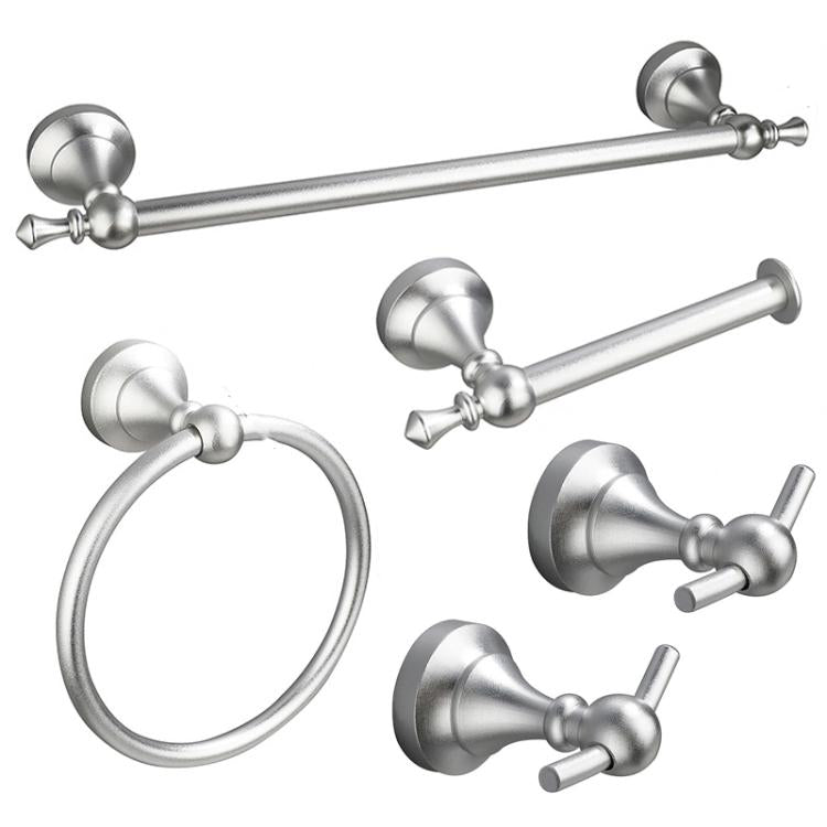 5-in-1 Bathroom Set Aluminum Towel Bar, Towel Ring, Toilet Paper Holder, Robe Hook, Modern Wall-Mounted Hardware Suite