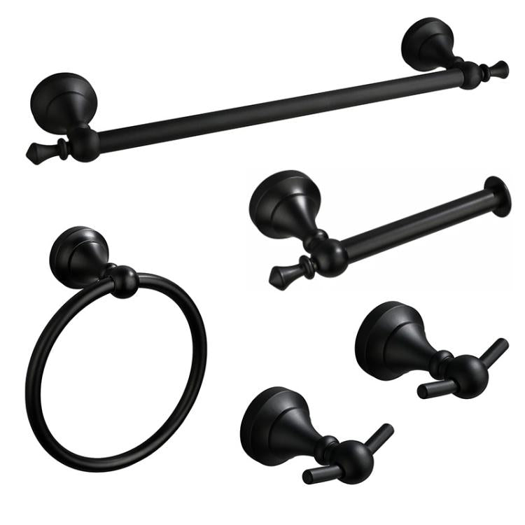 5-in-1 Bathroom Set Aluminum Towel Bar, Towel Ring, Toilet Paper Holder, Robe Hook, Modern Wall-Mounted Hardware Suite