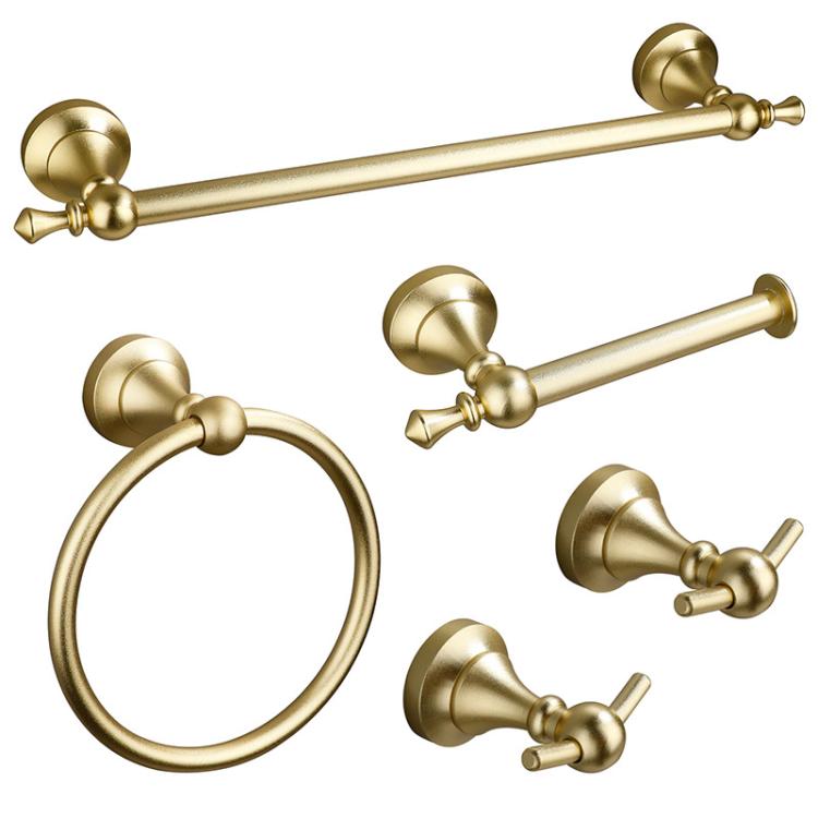 5-in-1 Bathroom Set Aluminum Towel Bar, Towel Ring, Toilet Paper Holder, Robe Hook, Modern Wall-Mounted Hardware Suite