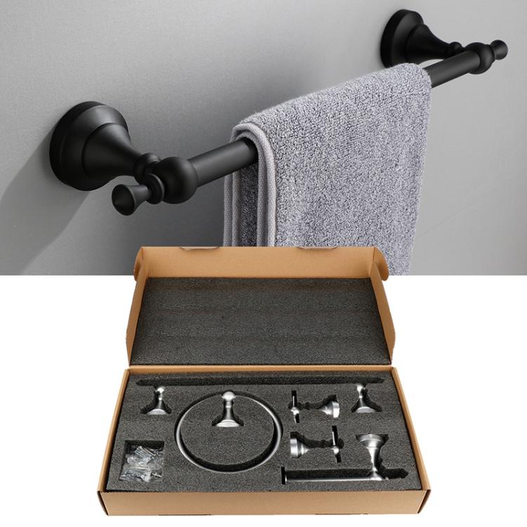 5-in-1 Bathroom Set Aluminum Towel Bar, Towel Ring, Toilet Paper Holder, Robe Hook, Modern Wall-Mounted Hardware Suite