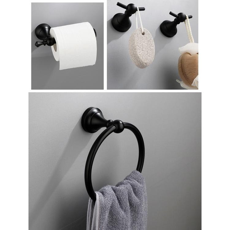 5-in-1 Bathroom Set Aluminum Towel Bar, Towel Ring, Toilet Paper Holder, Robe Hook, Modern Wall-Mounted Hardware Suite