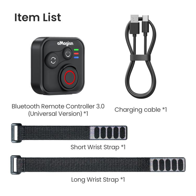 aMagisn Bluetooth Remote Controller 3.0 Universal Version For Insta360, GoPro Hero, Android/ios Smartphones, DJI OSMO 360, Action 6/5 Pro/4, AM40