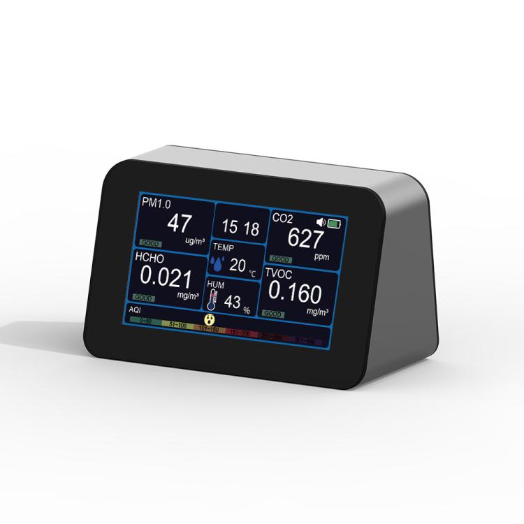 9-In-1 Air Quality Monitor For HCHO/PM2.5/CO2/TVOC, Temperature & Humidity, AQI, Adjustable Alarm, Type-C Charging, DM368