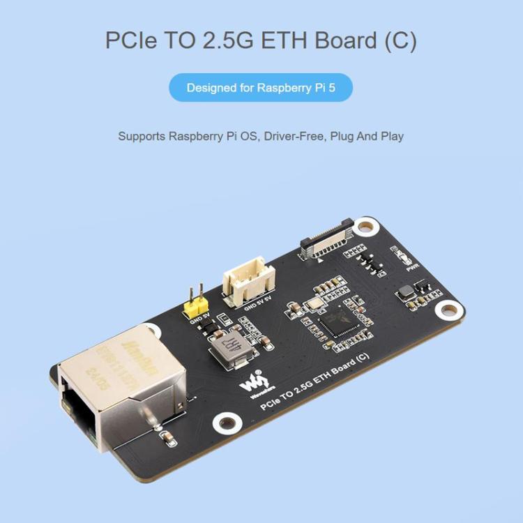 PCIe T 2.5G ETH Board For Raspberry Pi 5, 33042