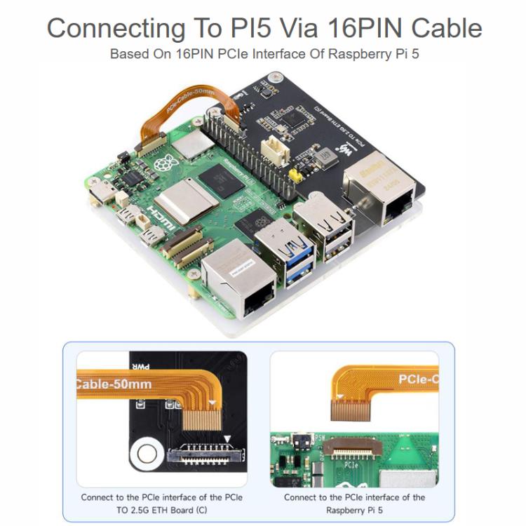 PCIe T 2.5G ETH Board For Raspberry Pi 5, 33042