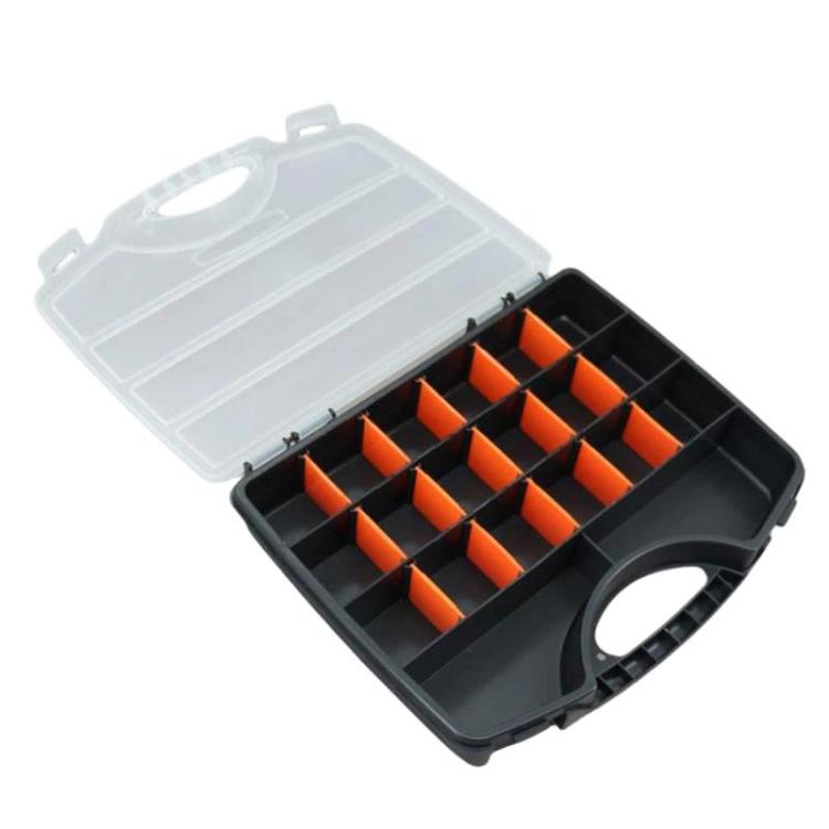 Portable Plastic Divided Toolbox Hardware Parts Storage Box, Black