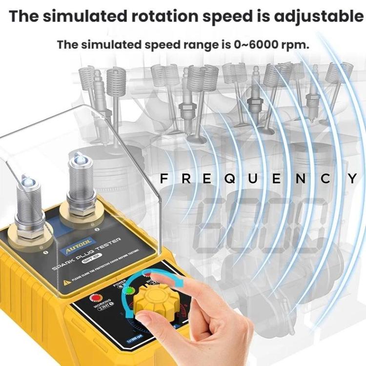AUTOOL Automotive Dual-Hole Spark Plug Tester Ignition System Diagnostic Tool, US Plug, EU Plug