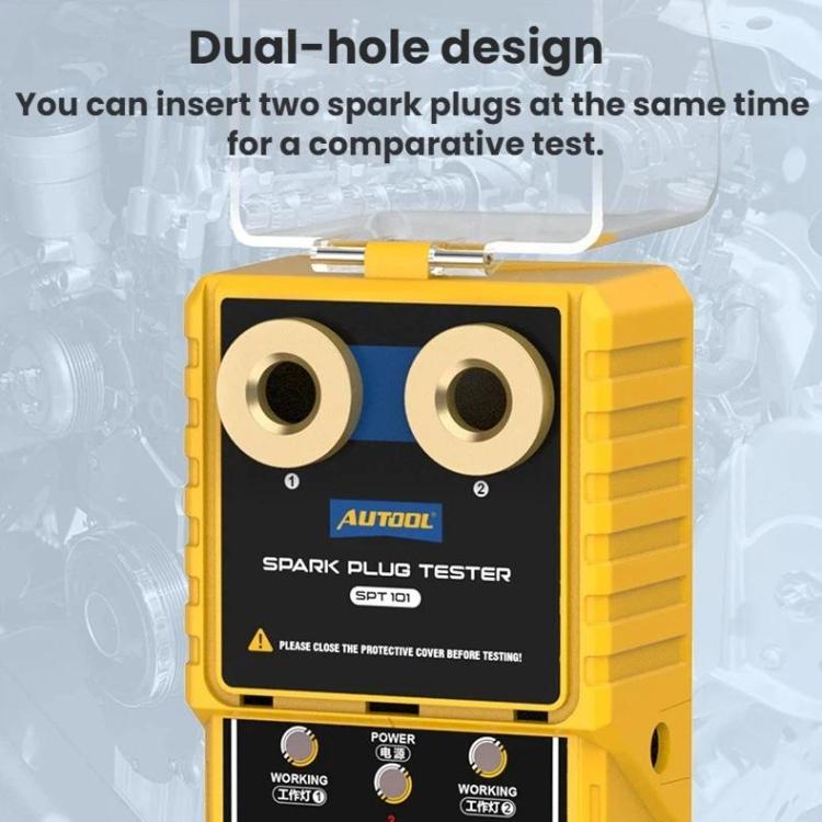 AUTOOL Automotive Dual-Hole Spark Plug Tester Ignition System Diagnostic Tool, US Plug, EU Plug