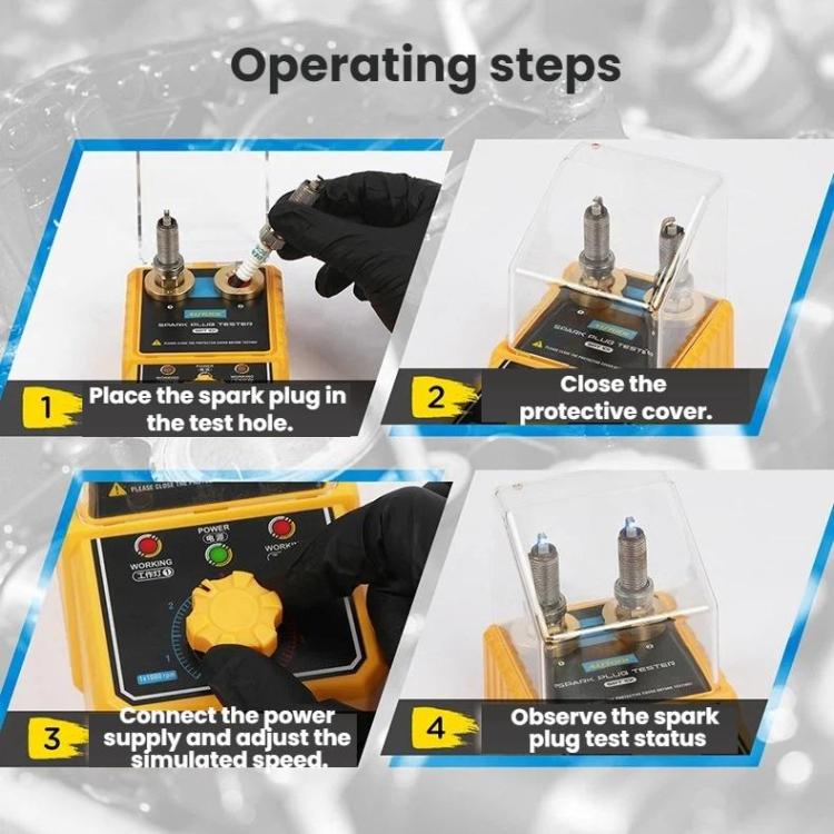 AUTOOL Automotive Dual-Hole Spark Plug Tester Ignition System Diagnostic Tool, US Plug, EU Plug