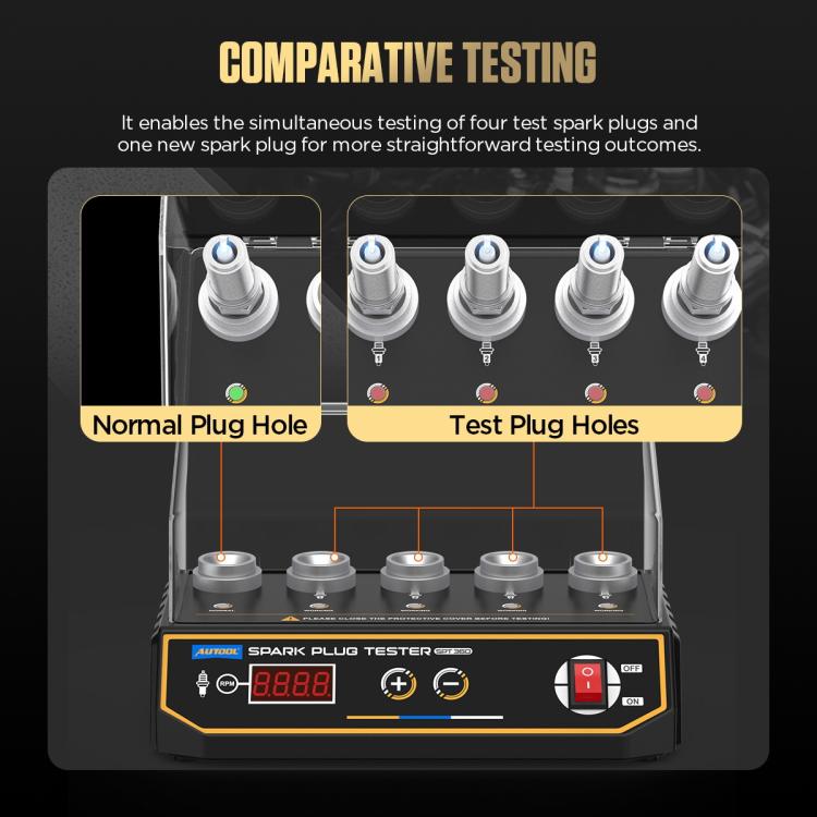 AUTOOL Automotive Engine High-Pressure Five-Hole Spark Plug Tester, US Plug, EU Plug