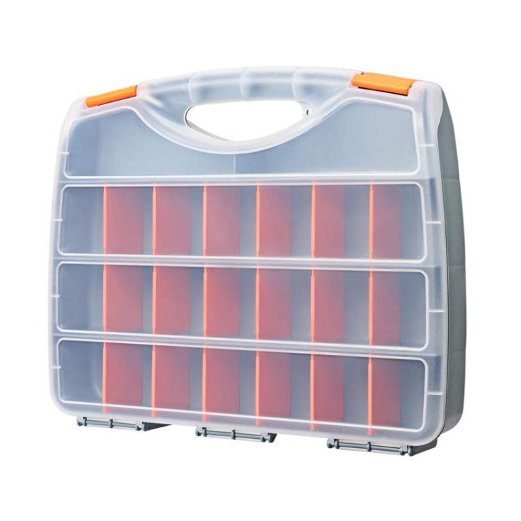 Hardware Tool Storage Box With Handle Adjustable Compartment Miscellaneous Box, Orange
