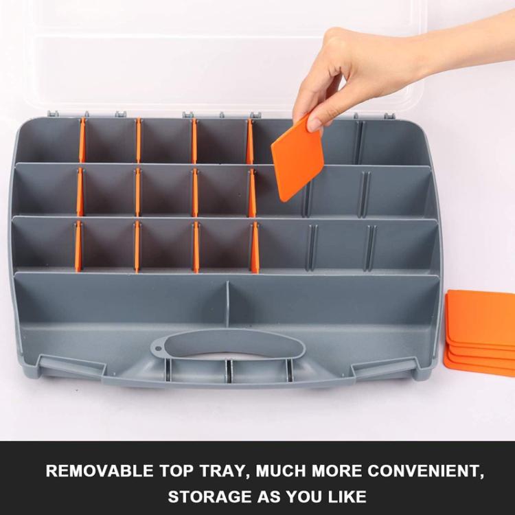 Hardware Tool Storage Box With Handle Adjustable Compartment Miscellaneous Box, Orange
