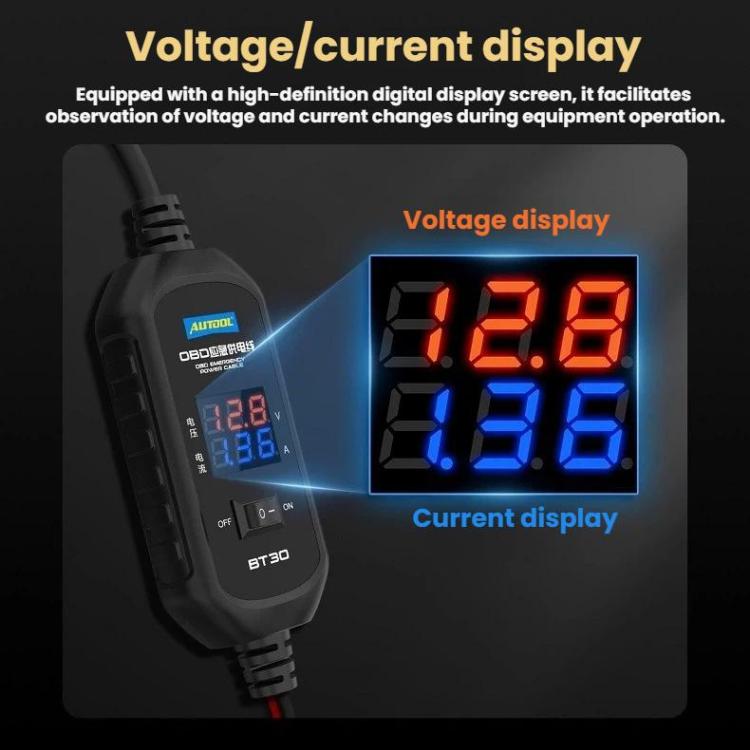 AUTOOL OBD Battery Cable Power Failure Replacement Battery Emergency Power Supply Cable