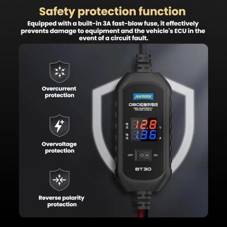 AUTOOL OBD Battery Cable Power Failure Replacement Battery Emergency Power Supply Cable