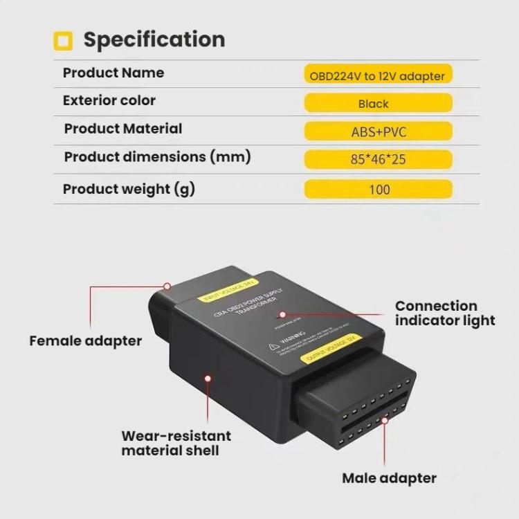 AUTOOL 24V To 12V Car OBD Power Step-Down Converter