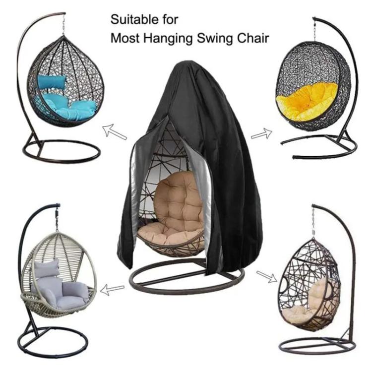 Outdoor Hanging Egg Chair Cover with Zipper 210D Oxford Fabric Dust Protection for Egg Swing, 115 x 190cm, 200 x 230cm