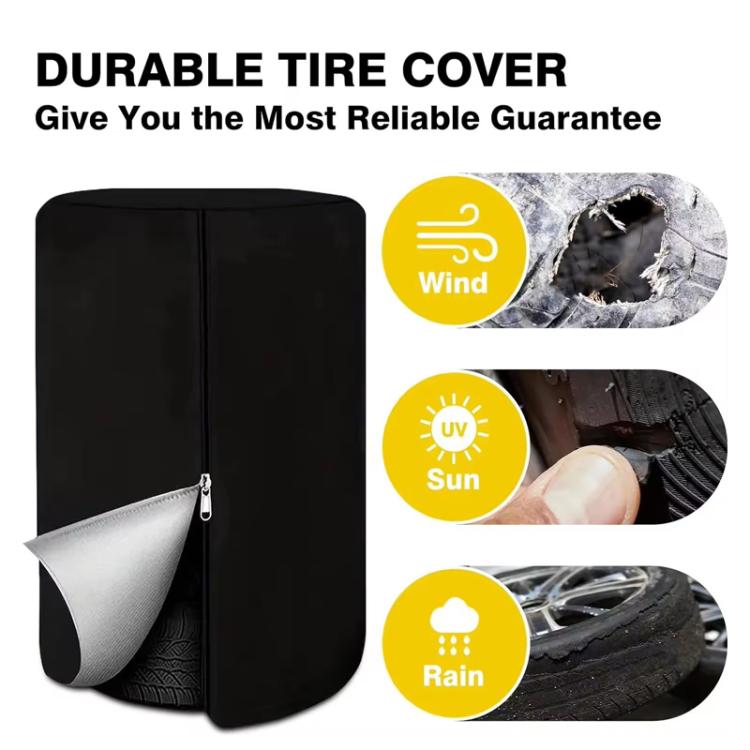 Universal Dust Proof Tire Shield Protective Tarp for Vehicle's 4 Tires Waterproof 420D Oxford Fabric, D65xH90cm, D73xH110cm, D85xH120cm