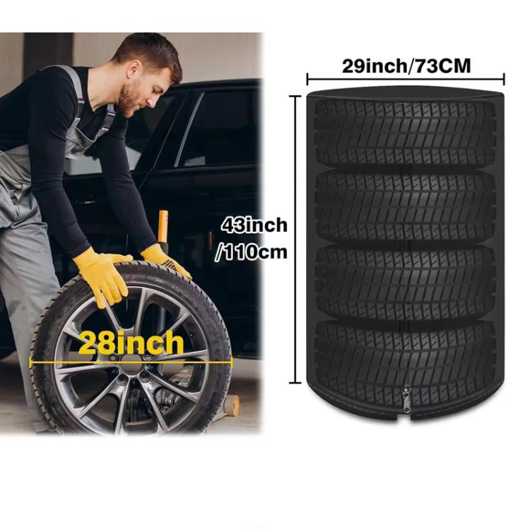 Universal Dust Proof Tire Shield Protective Tarp for Vehicle's 4 Tires Waterproof 420D Oxford Fabric, D65xH90cm, D73xH110cm, D85xH120cm