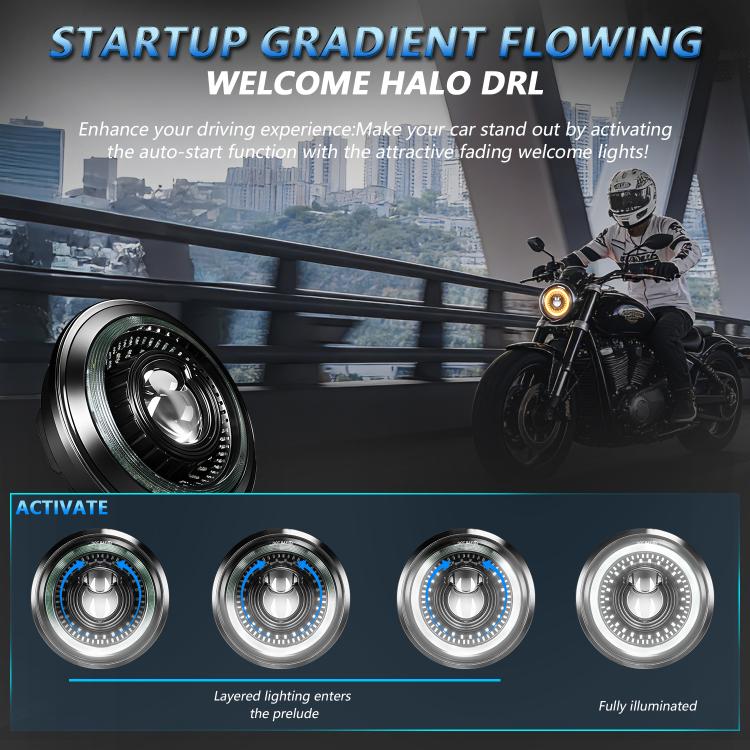 5.75-Inch High-Power Motorcycle Starry Sky Flowing Aperture Cut-Line Headlight, R25