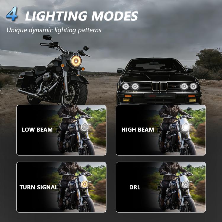 5.75-Inch High-Power Motorcycle Headlight With Flowing Light And Cut-Line Halo, R26