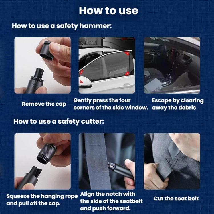 Iforce H1 3-In-1 Safety Hammer Window Breaker Keychain Car Safety Emergency Tool