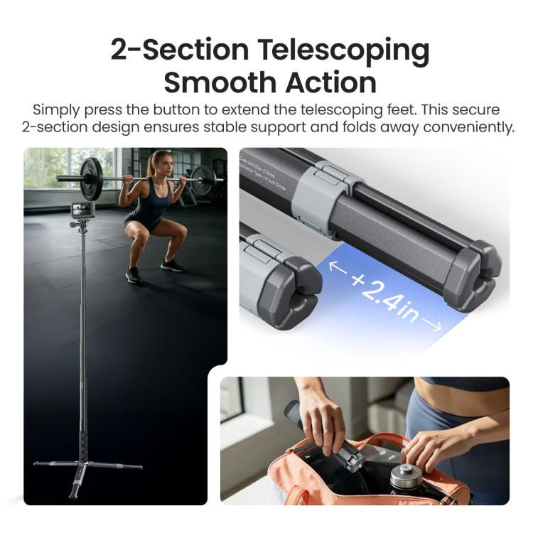 aMagisn Metal Extendable Tripod Stand for Sports Cameras, Mirrorless Cameras & Smartphones, AM38