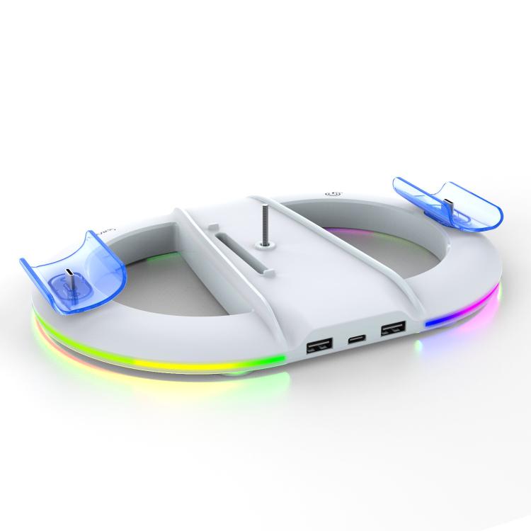 For PS5 Pro/Slim ipega Vertical Stand with Controller Charger, Headphone Hook and LED Light Ring