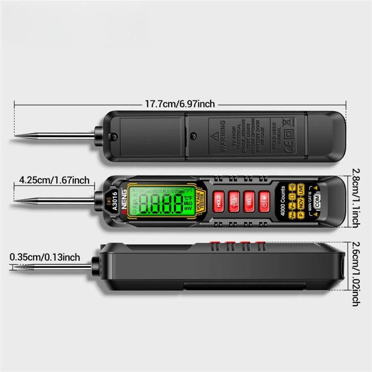 ANENG Digital Intelligent Car Repair Pen Multimeter, A3016 Lithium Battery, A3015 Battery