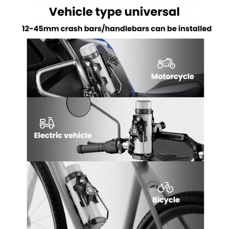 Adaptive Anti-Slip Water Bottle Holder For Motorcycles & Bicycles 360-Degree Rotating Anti-Theft Cup Holder, Kewig SHJ-6